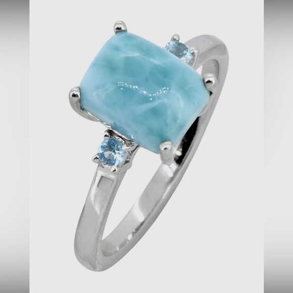 Larimar Blue Topaz 925 Sterling silver from India, ring size 9 - Picture 4 of 7
